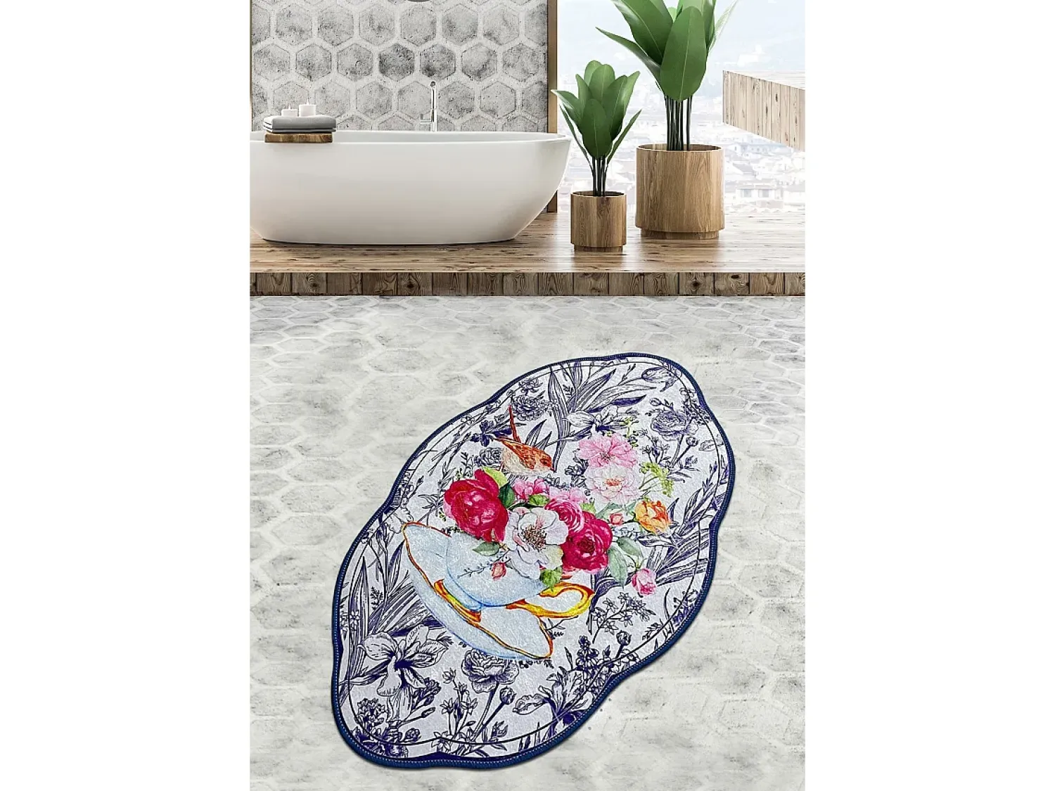 Alfombra de baño Birdie Lohal Djt (70 x 120) Multicolor