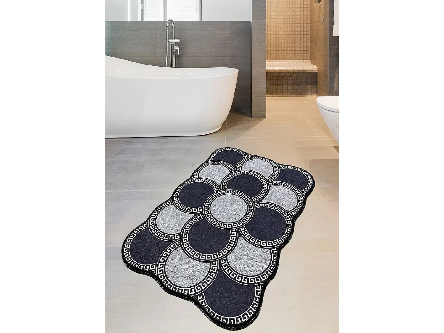 Outlet Alfombra de baño Ciorcail gris azul oscuro Multicolor