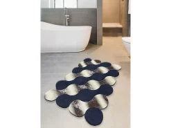 Alfombra de baño Circle beige oro azul oscuro Multicolor