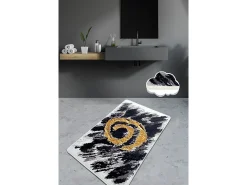 Alfombra de baño Dagger (80 x 100) oro blanco negro