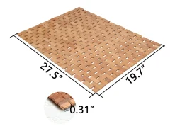 Sale Alfombra de baño de teca, alfombra de ducha de madera, alfombra de bañera, patas de goma antideslizantes, enrollable, 70x50cm Marru00f3n chocolate
