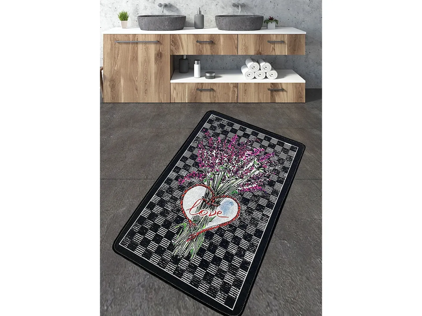 Alfombra de baño Levan multicolor