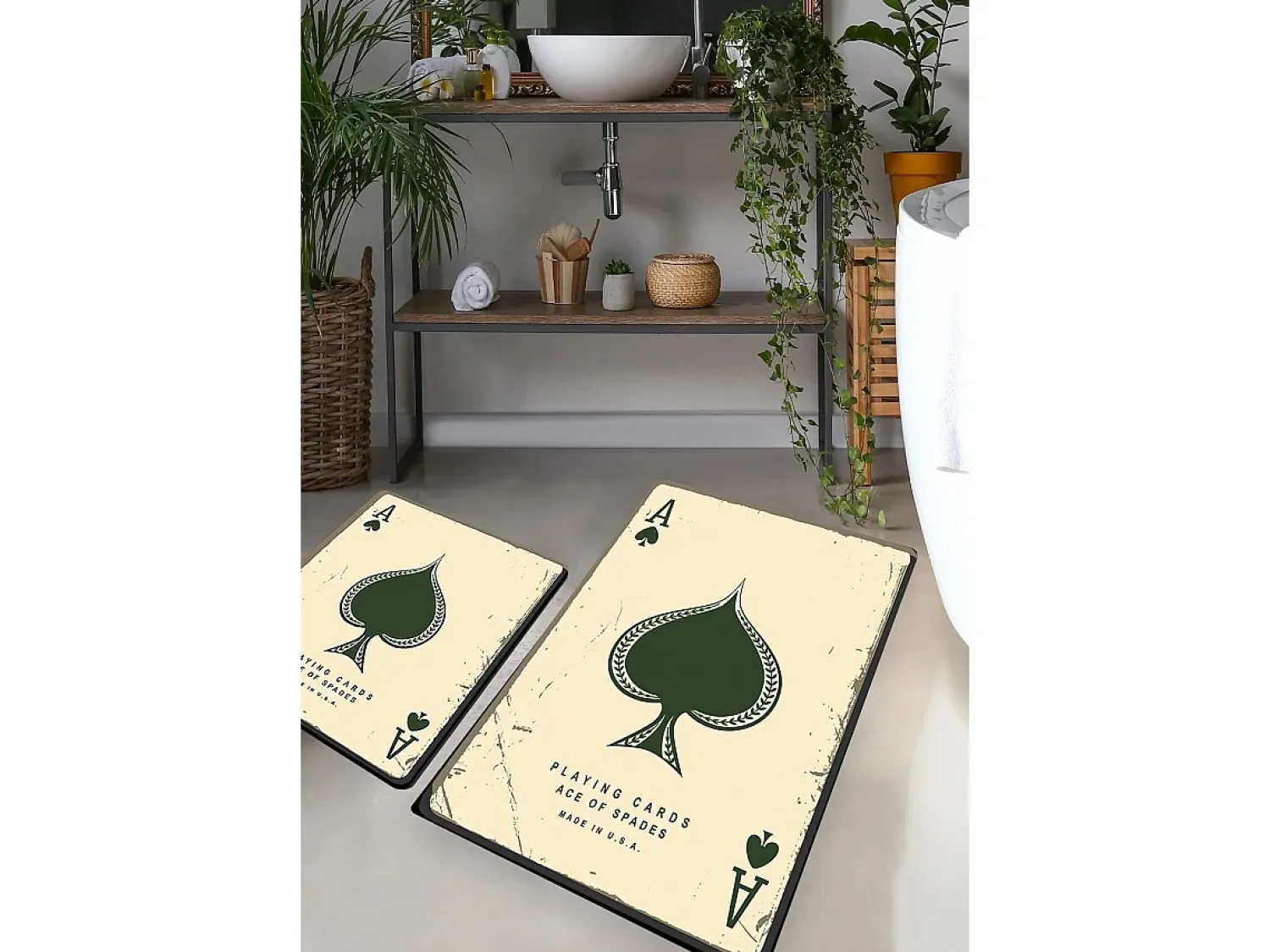 Alfombra De Baño|Ropa De Cama^Alfombra de baño Set (2 piezas) Playing Cards Multicolor