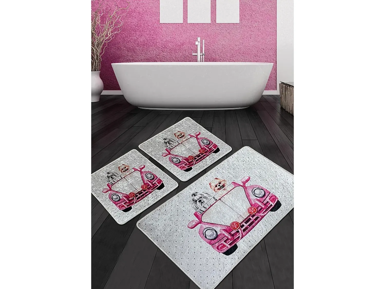 New Alfombra de baño Set (3 piezas) Dogs Vosvos Djt Multicolor