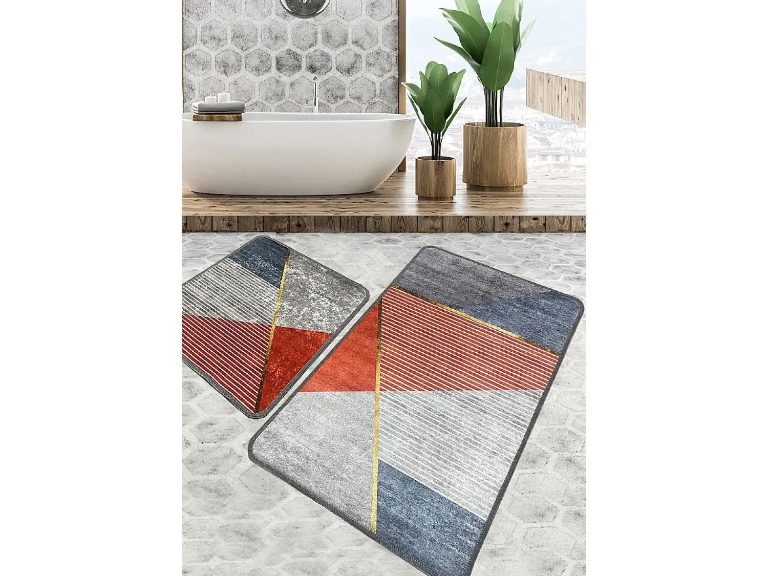 Discount Alfombra de baño Set (2 piezas) Sante Multicolor