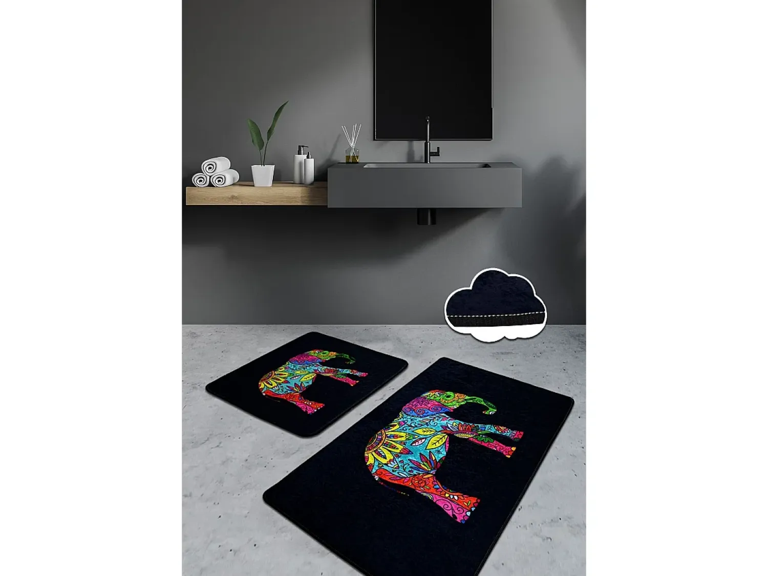 Alfombra De Baño|Ropa De Cama^Alfombra de baño Set (2 piezas) Olifant Multicolor