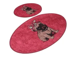 Sale Alfombra de baño Set (2 piezas) Pink Pug Multicolor