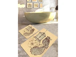 Hot Alfombra de baño Set (2 piezas) Malurus camel marrón Multicolor