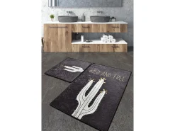 Alfombra De Baño|Ropa De Cama^Alfombra de baño Set (2 piezas) Wild and Free DJT blanco negro Multicolor