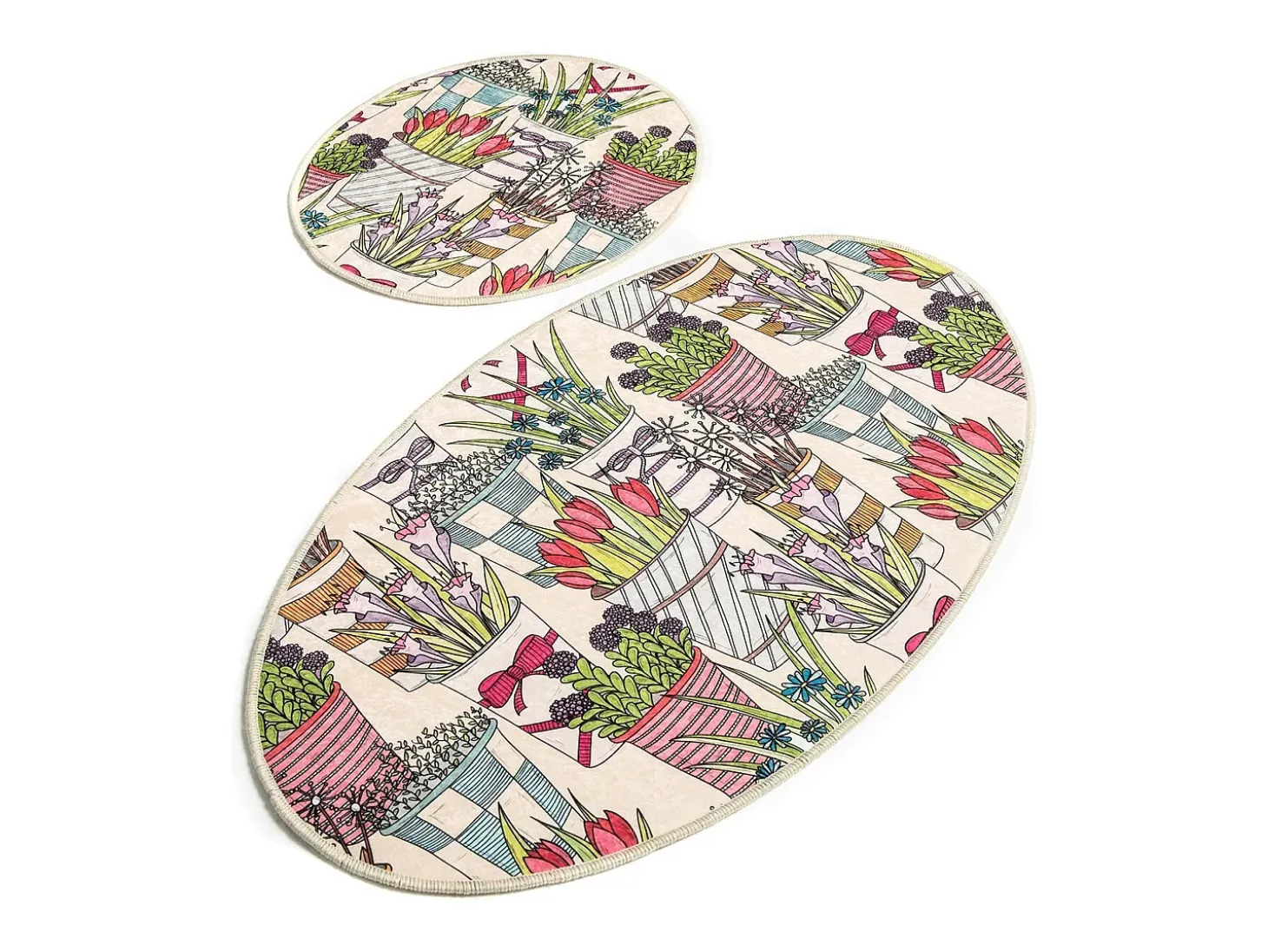 Alfombra de baño Set (2 piezas) Flowerpot DJT multicolor