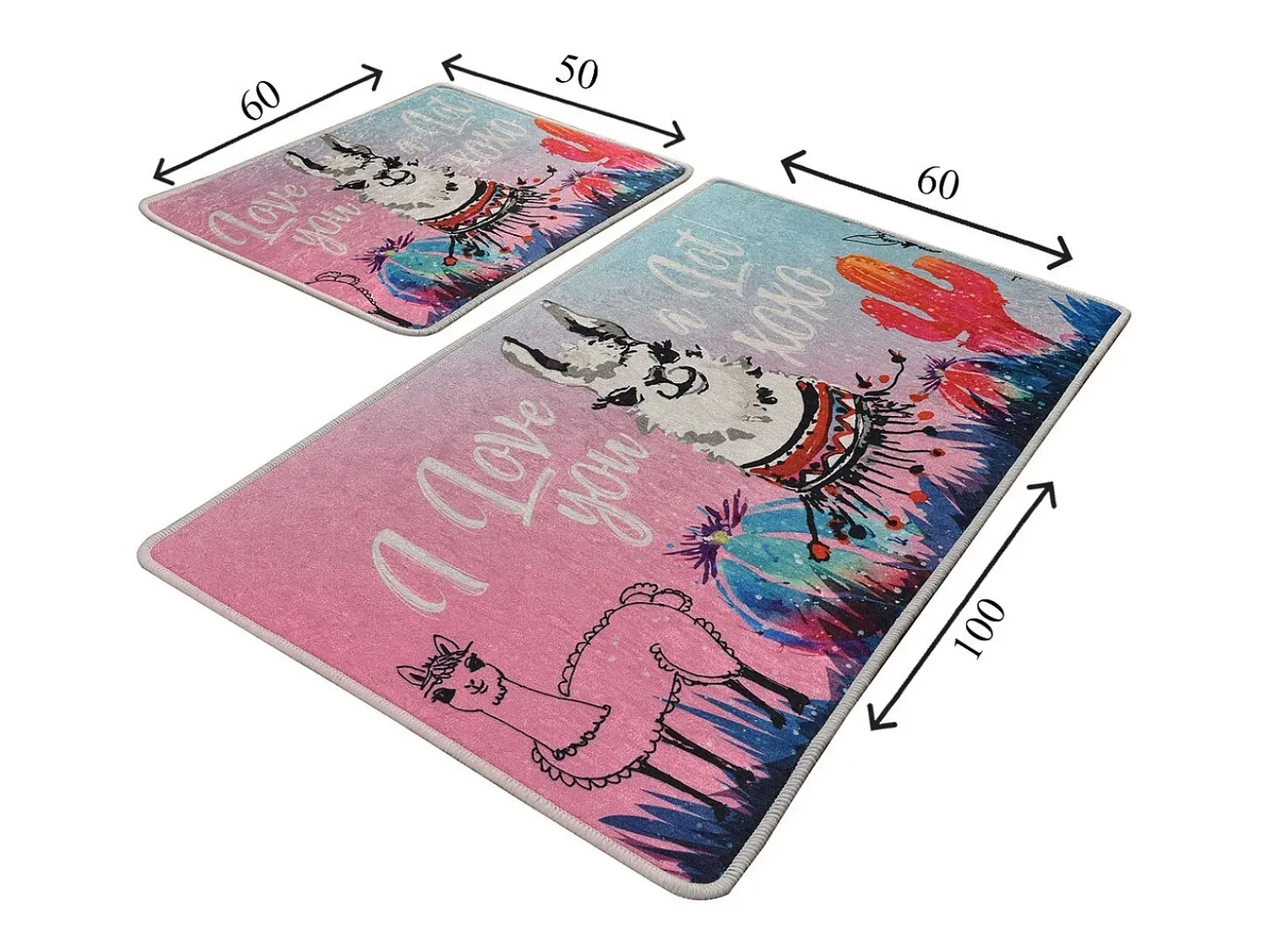 Hot Alfombra de baño Set (2 piezas) White Lama Multicolor