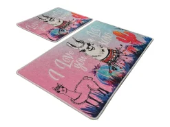 Hot Alfombra de baño Set (2 piezas) White Lama Multicolor