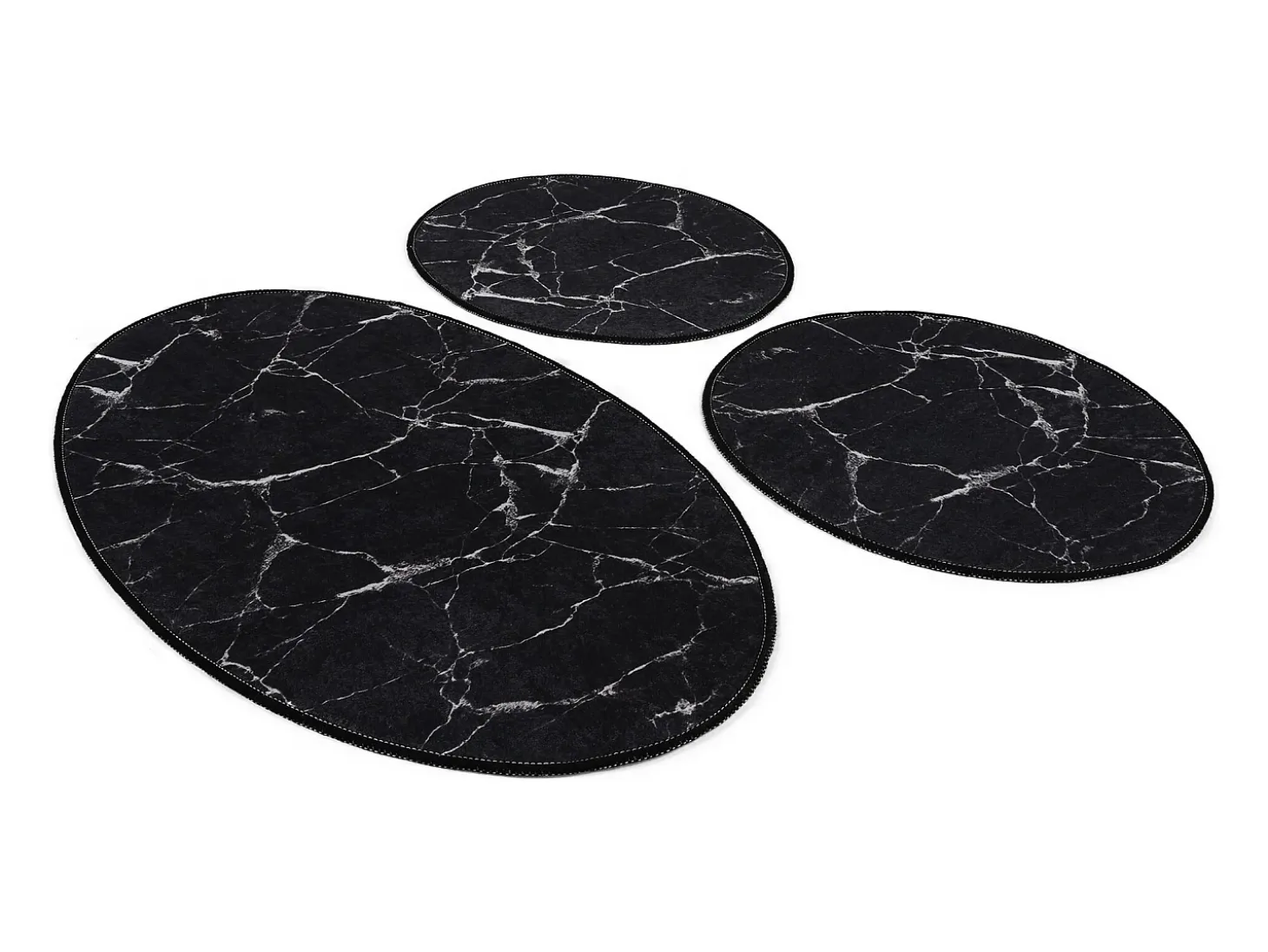 Alfombra de baño Set (3 piezas) Marble blanco negro