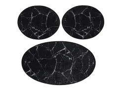 Alfombra de baño Set (3 piezas) Marble blanco negro
