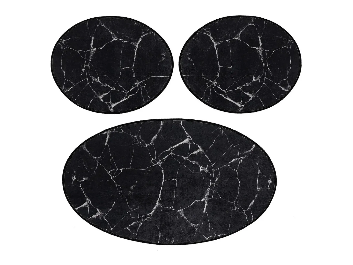 Alfombra de baño Set (3 piezas) Marble blanco negro