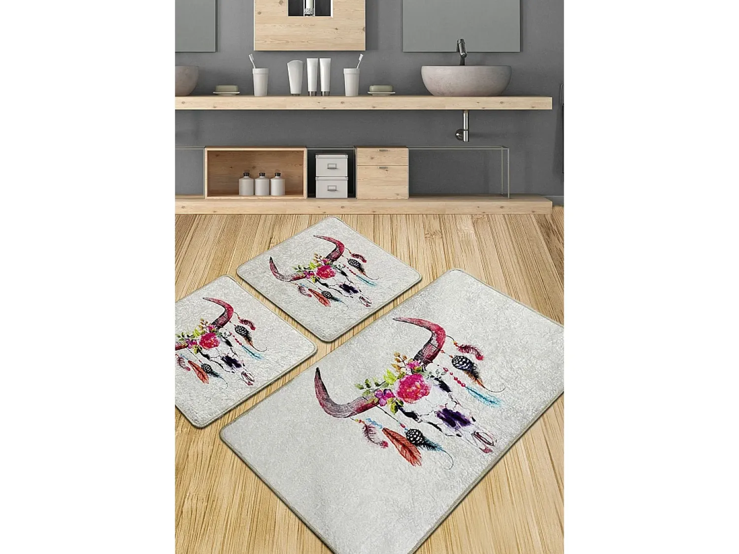 Alfombra de baño Set (3 piezas) Cervo Djt Multicolor