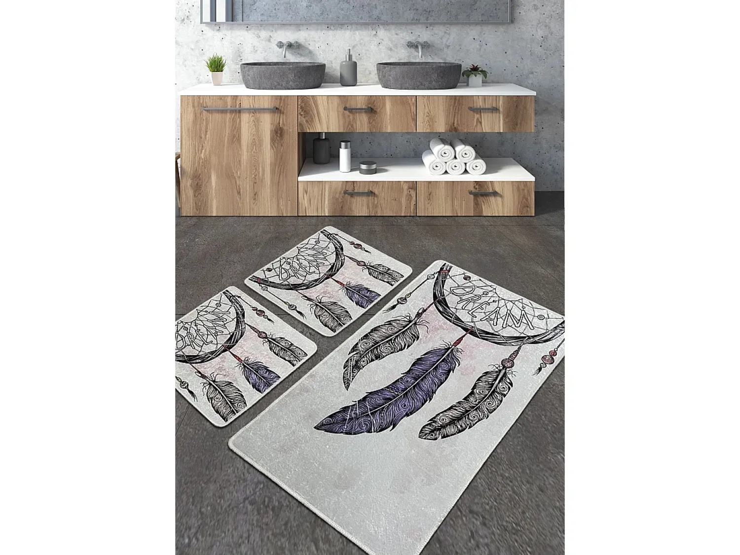 Alfombra De Baño|Ropa De Cama^Alfombra de baño Set (3 piezas) Parast Djt Multicolor