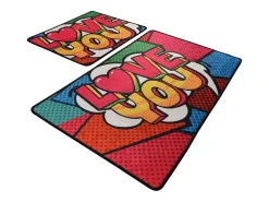 Best Alfombra de baño Set (2 piezas) Red Love Multicolor