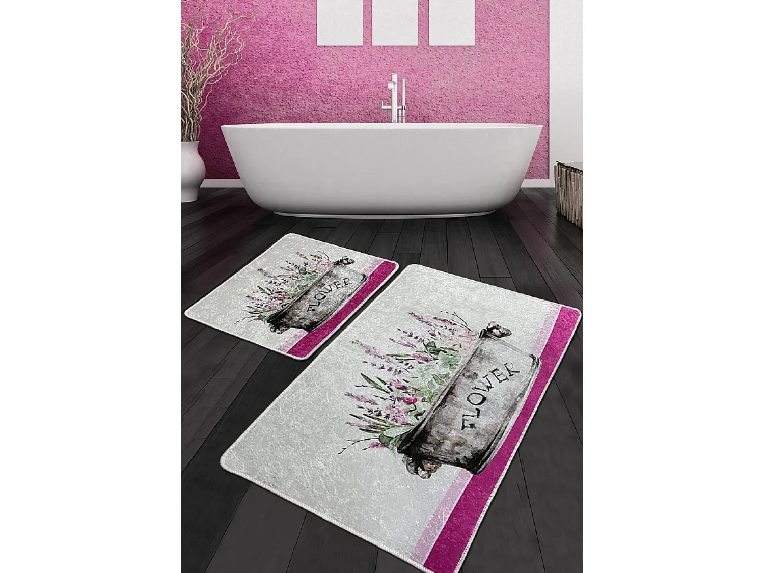 Discount Alfombra de baño Set (2 piezas) Polipra Djt Multicolor