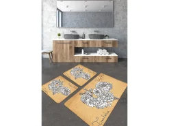 Alfombra de baño Set (3 piezas) Vintage Roses blanco amarillo
