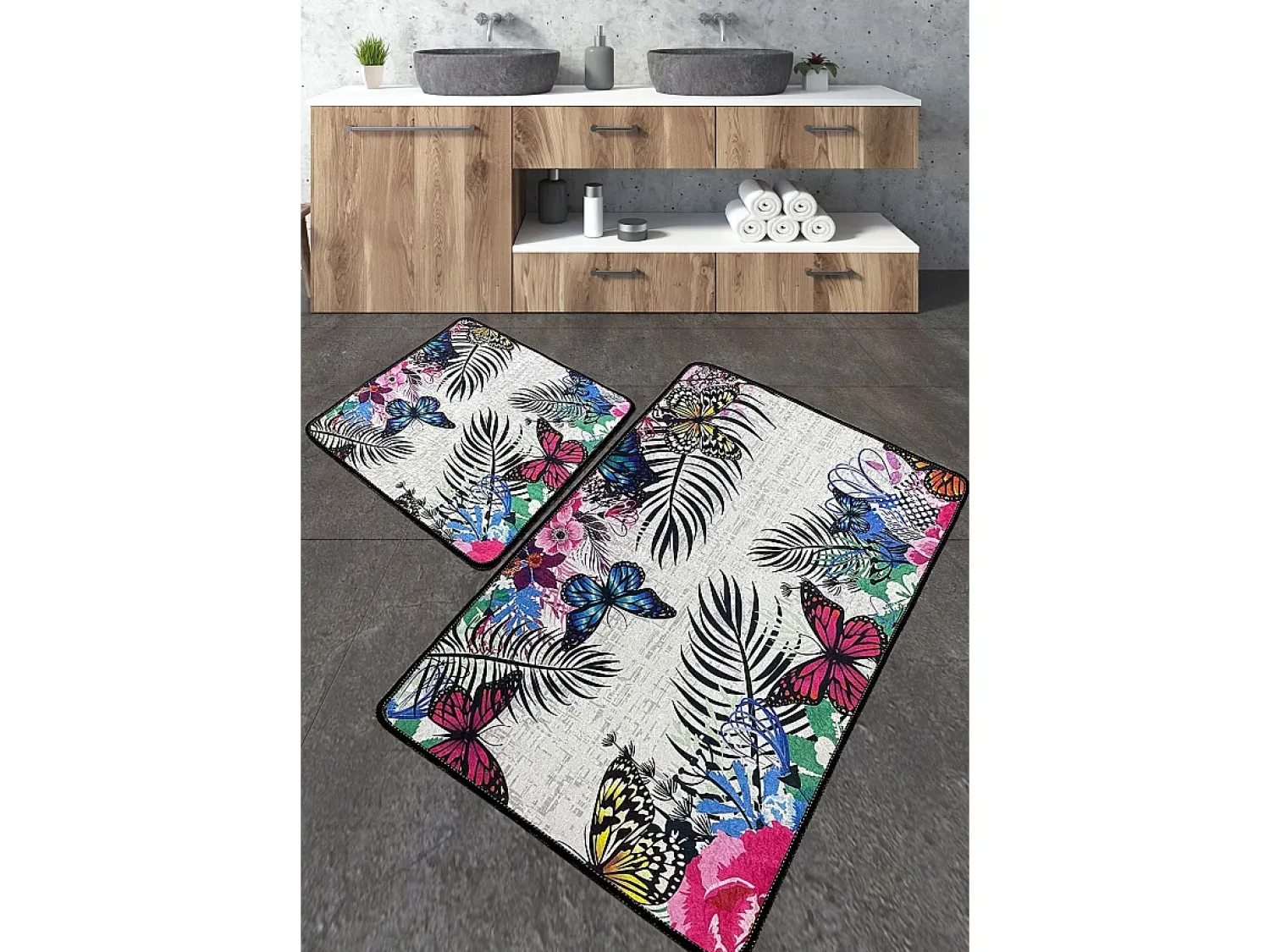 Discount Alfombra de baño Set (2 piezas) Noirobi Multicolor