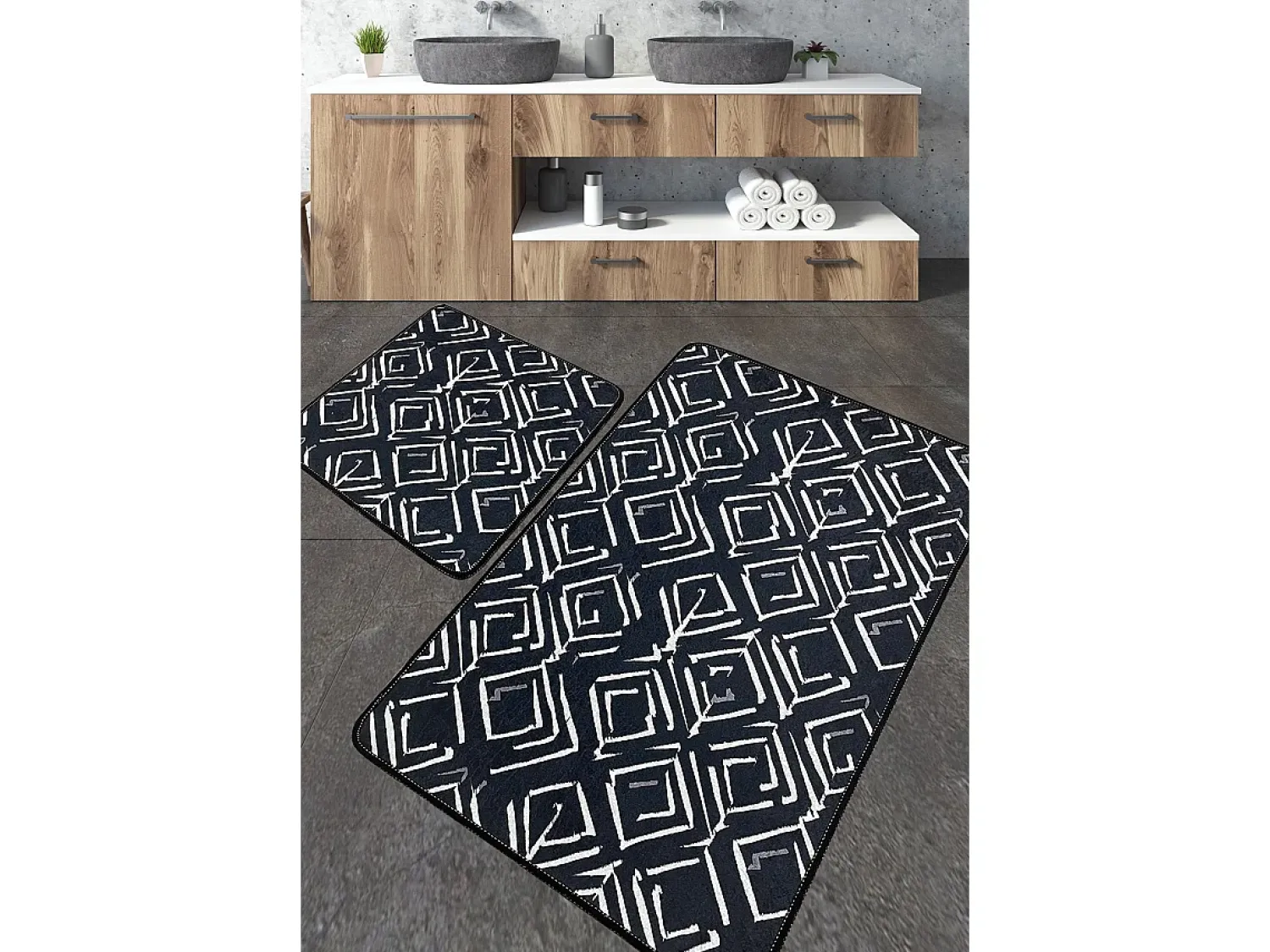 Discount Alfombra de baño Set (2 piezas) Cenero Multicolor