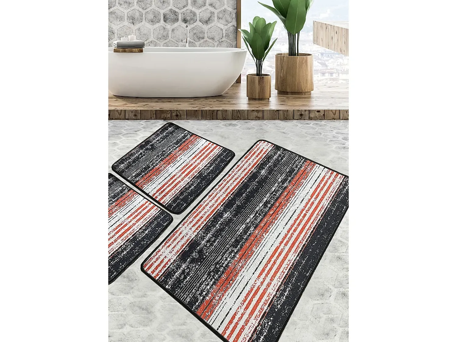 Alfombra de baño Set (3 piezas) Flang Multicolor