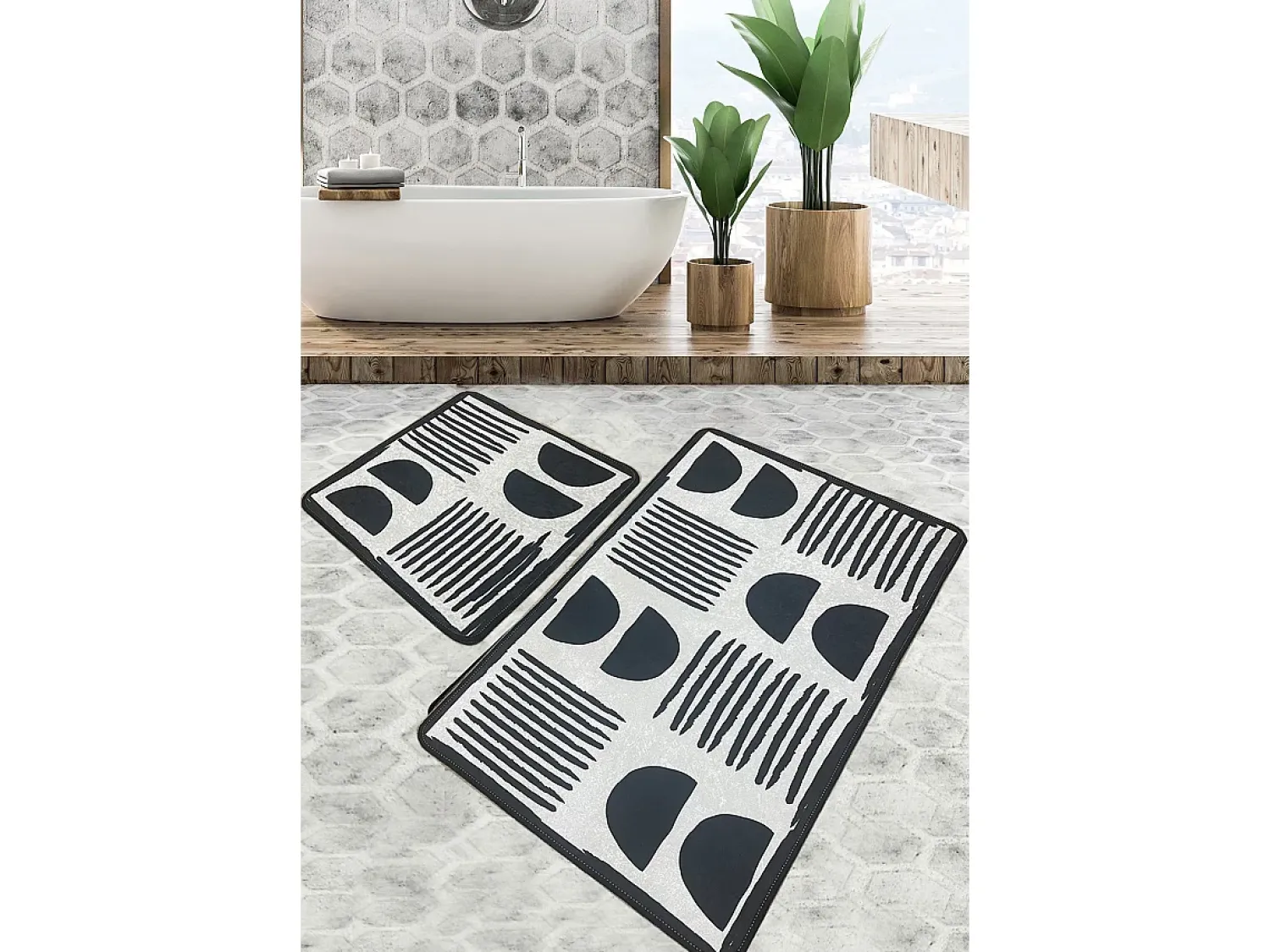 Alfombra De Baño|Ropa De Cama^Alfombra de baño Set (2 piezas) Nıgra Multicolor
