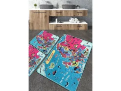 Alfombra de baño Set (3 piezas) Carta multicolor