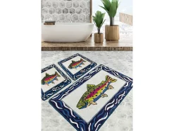 Alfombra de baño Set (2 piezas) Pescado multicolor