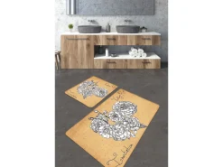 Sale Alfombra de baño Set (2 piezas) Vintage Roses blanco amarillo Multicolor