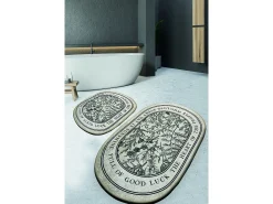 Alfombra de baño Set (2 piezas) Fullof verde beige Multicolor