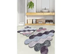 Alfombra de baño Set (2 piezas) Circle lila gris púrpura