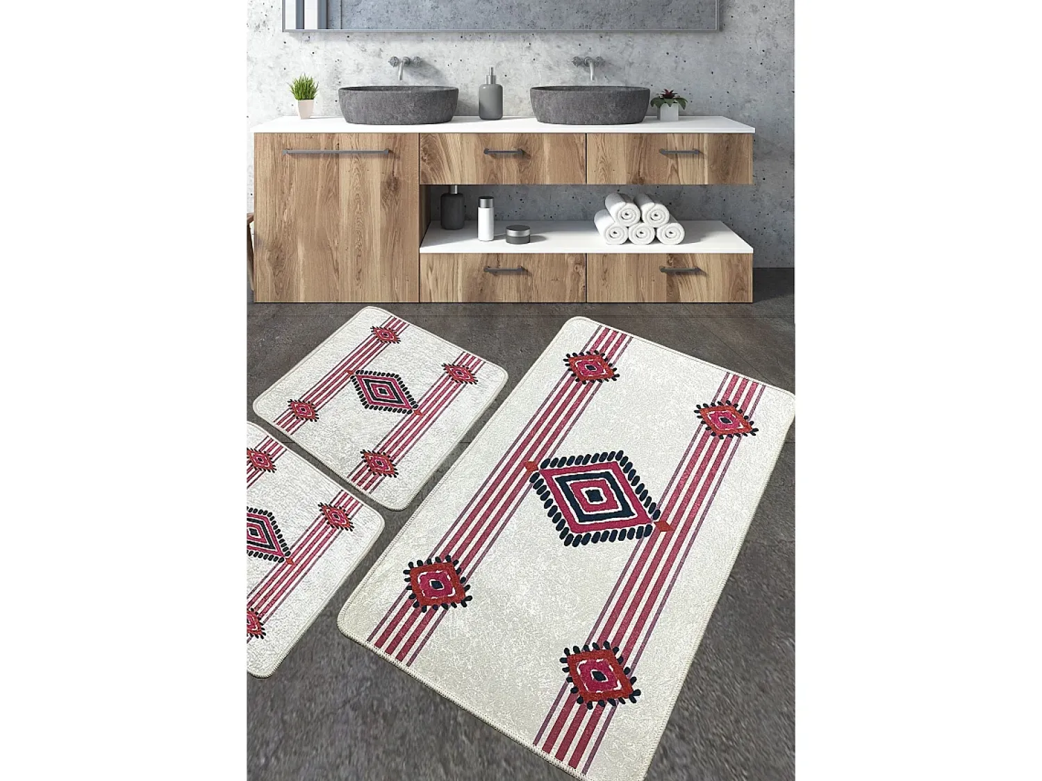 Clearance Alfombra de baño Set (3 piezas) Meore Multicolor