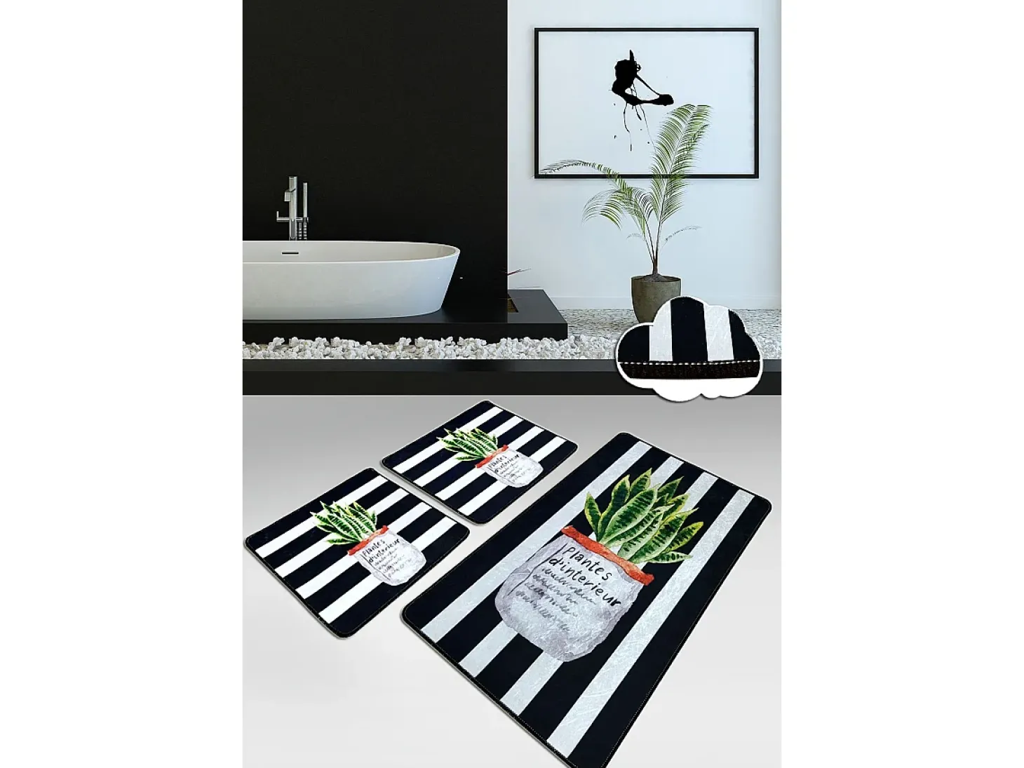 Alfombra de baño Set (3 piezas) Aloevera multicolor