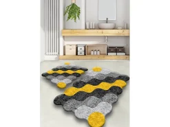 Sale Alfombra de baño Set (2 piezas) Circle gris antracita amarillo Multicolor