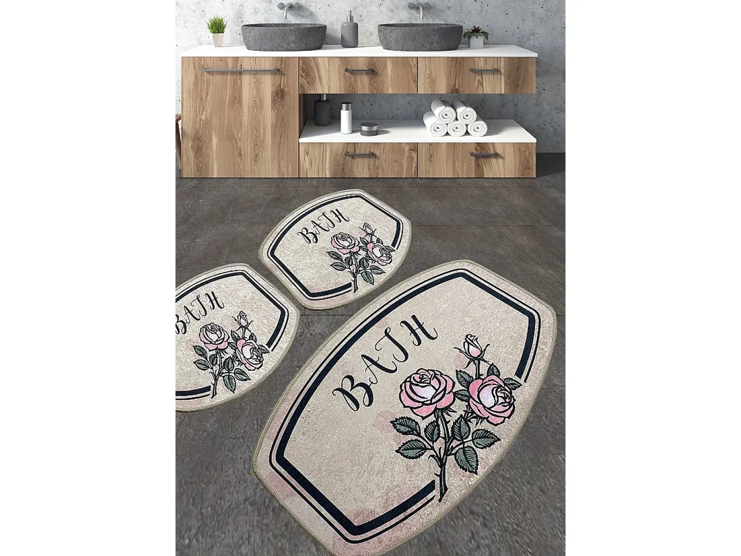 Alfombra de baño Set (3 piezas) Mand Multicolor