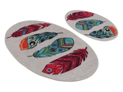 Discount Alfombra de baño Set (2 piezas) Feather DJT Multicolor