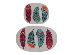 Discount Alfombra de baño Set (2 piezas) Feather DJT Multicolor