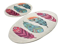 Discount Alfombra de baño Set (2 piezas) Feather DJT Multicolor