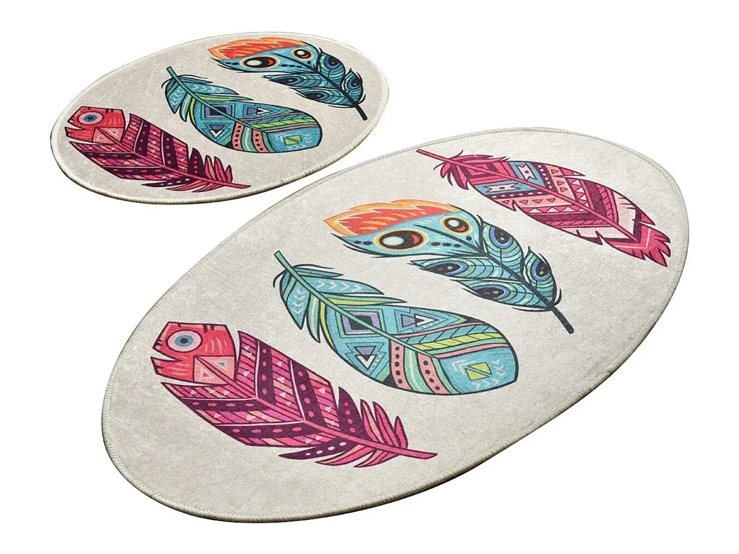 Discount Alfombra de baño Set (2 piezas) Feather DJT Multicolor