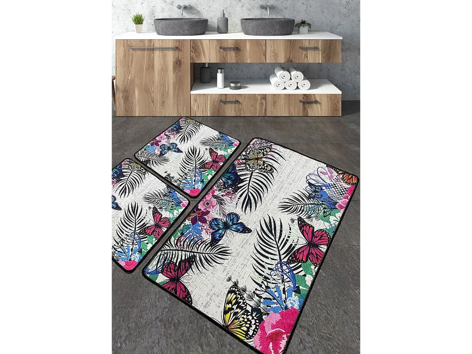 Alfombra De Baño|Ropa De Cama^Alfombra de baño Set (3 piezas) Noirobi Multicolor