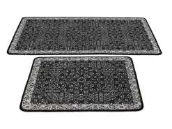 Alfombra de baño Set (2 piezas) Paisley DJT antracita negro blanco Multicolor