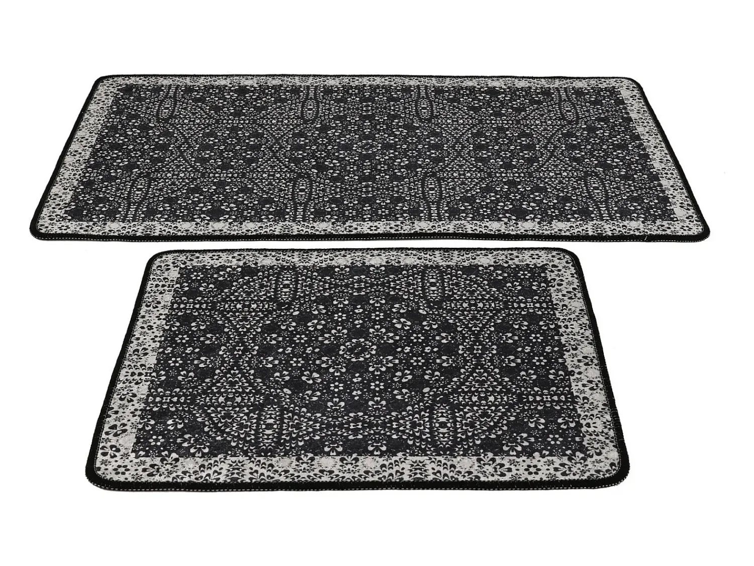Alfombra de baño Set (2 piezas) Paisley DJT antracita negro blanco Multicolor