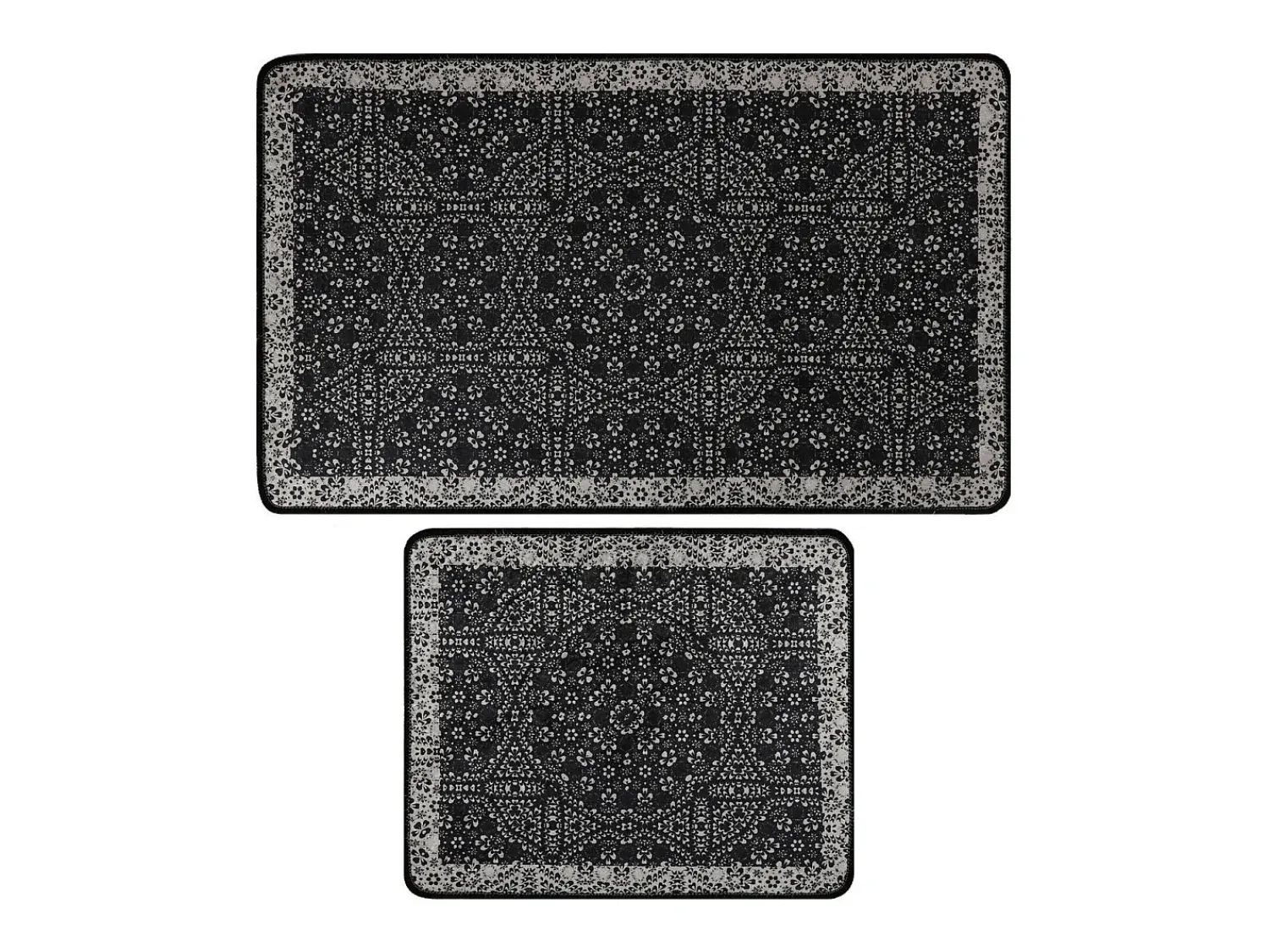 Alfombra de baño Set (2 piezas) Paisley DJT antracita negro blanco Multicolor