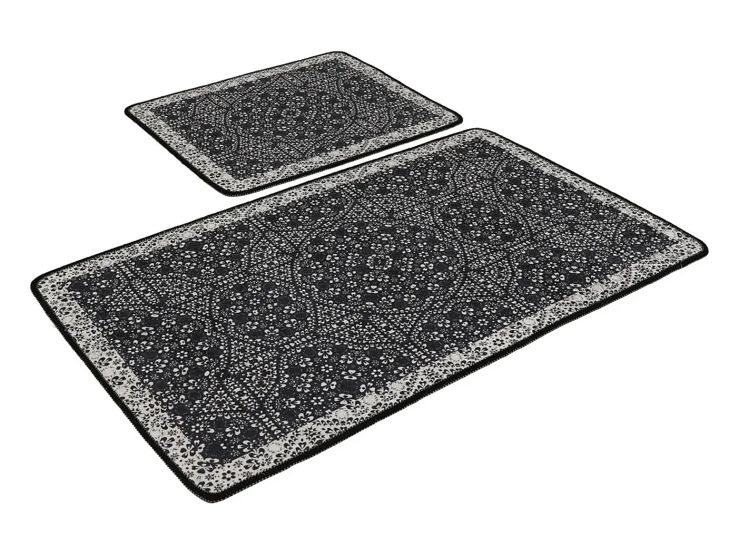 Alfombra de baño Set (2 piezas) Paisley DJT antracita negro blanco Multicolor