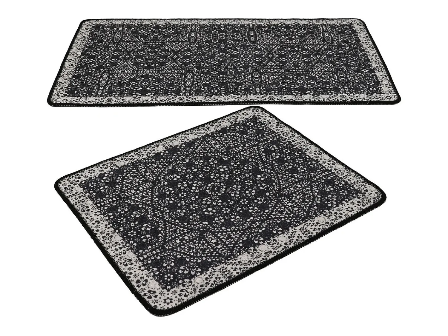 Alfombra de baño Set (2 piezas) Paisley DJT antracita negro blanco Multicolor