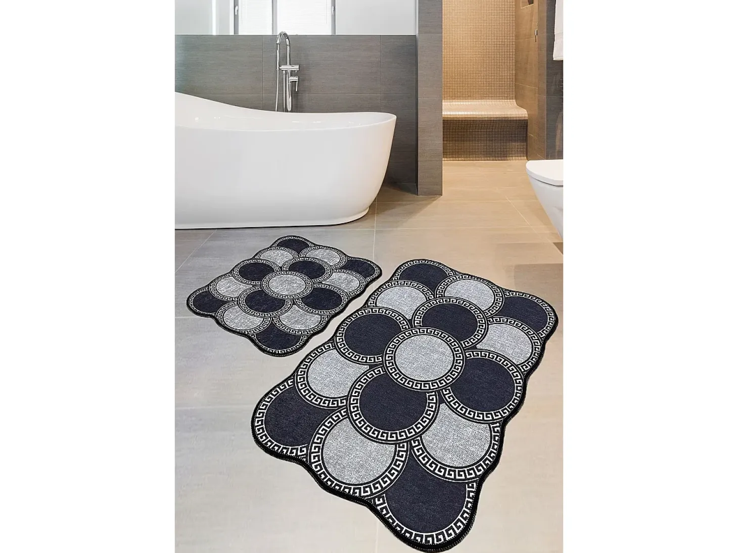 Alfombra de baño Set (2 piezas) Ciorcail gris azul oscuro