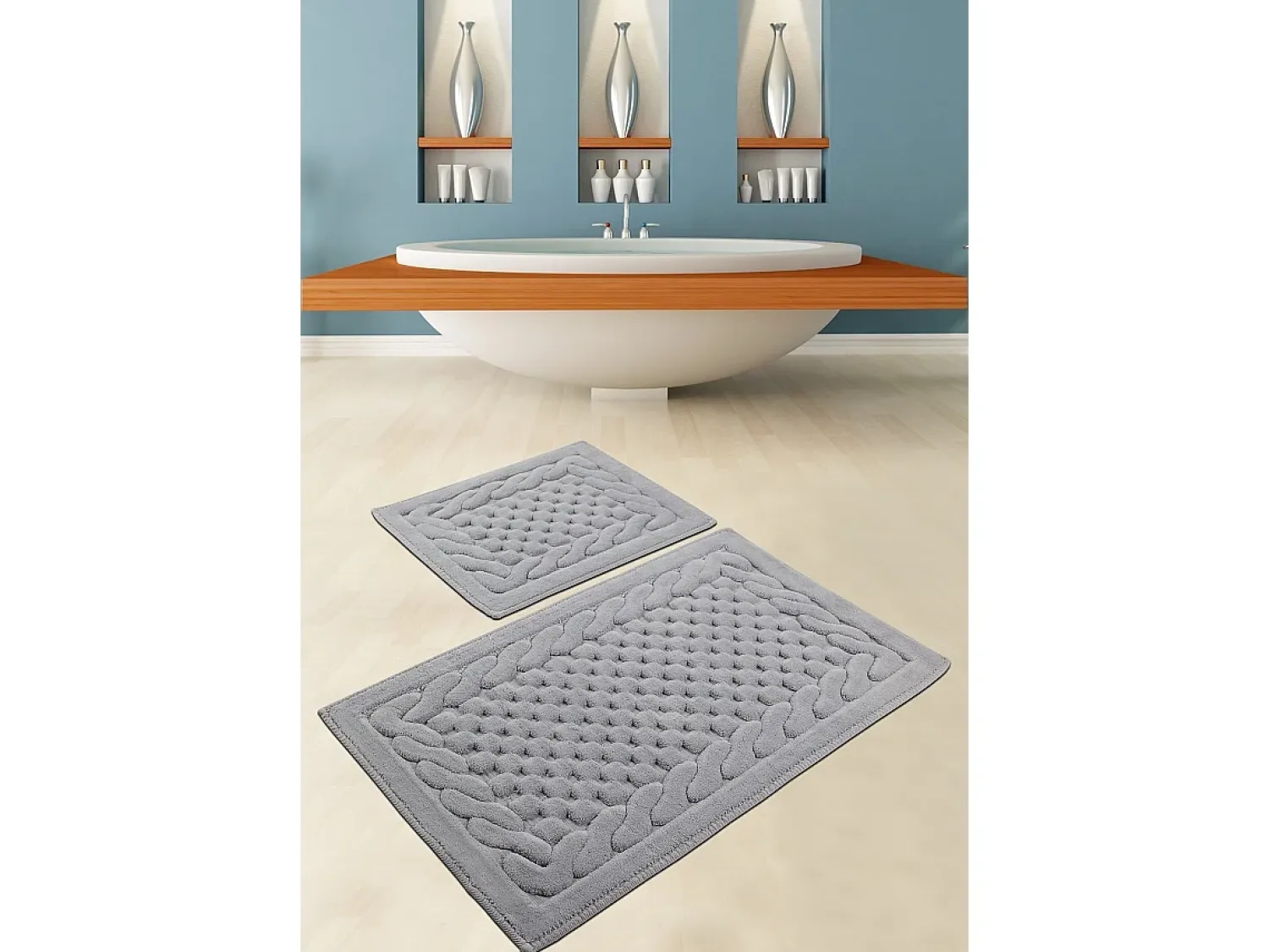 Alfombra de baño Set (2 piezas) Bambi Cotton gris Multicolor