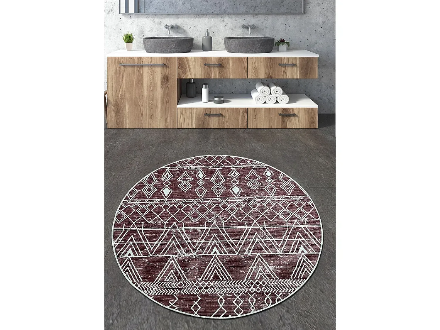 Online Alfombra de baño Straordinario Djt burdeos rojo blanco Multicolor